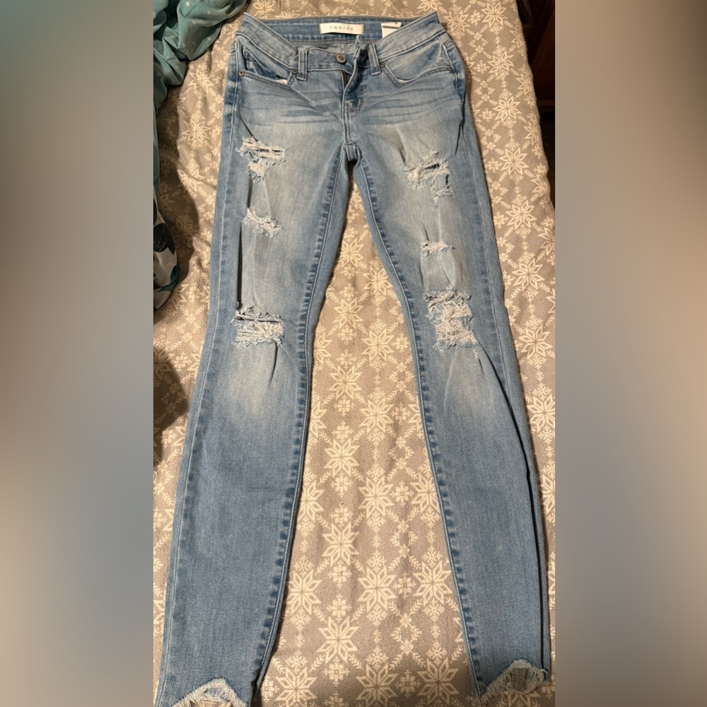 Distressed Blue Jeans